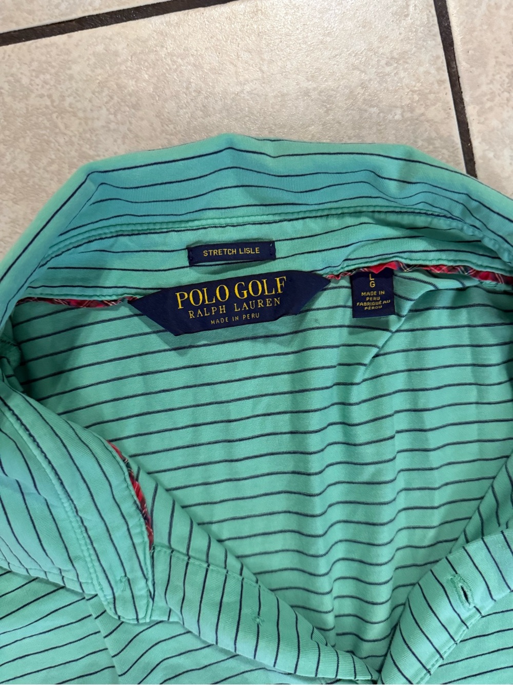 Ralph Lauren Mint Green Polo with Thin Navy Stripes - Picture 3 of 3